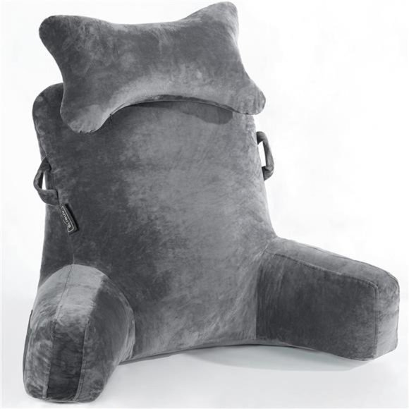 Extra Large 31" Bed Rest Pillow with Detachable Neck Roll & Arms - For Reading - Picture 1 of 7